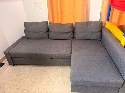 Grey L-Shaped Sofa Bed