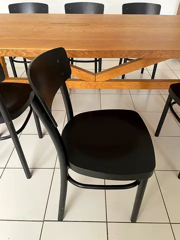 Set of 6 Black Dining Chairs with Metal Frame