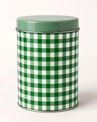 Green Checkered Kitchen Storage Tin - Medium