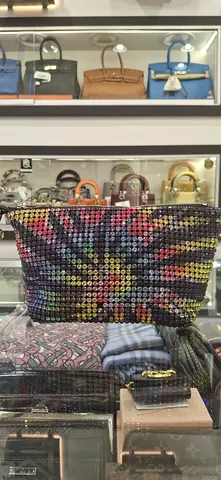 Crystal Studded Multi-color Pattern Handbag