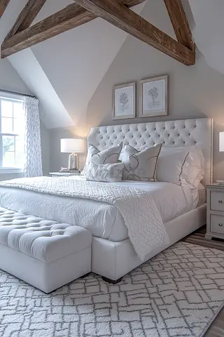 Modern Upholstered Bed Set with Tufted Headboard and Bench