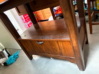 Homes R Us Solid Wood Side Table only with Storage Drawers
