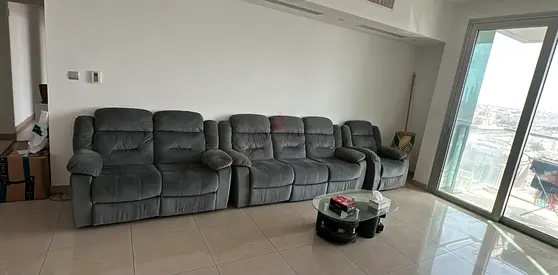 Comfortable Grey Fabric Recliner Sofa Set