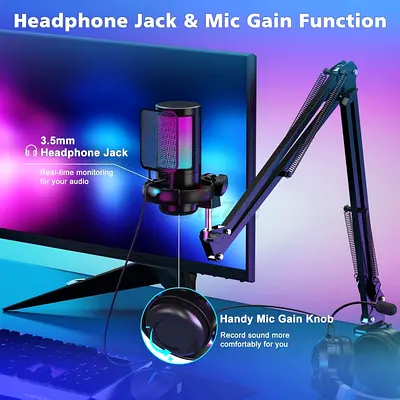 USB condenser microphone, broadcast-quality sound