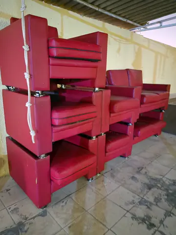 Set of 8 Red Salon/Barber Chairs - Good for Salon or Waiting Area