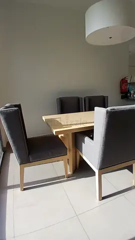 6 Seater Rectangular Dining Set with Fabric Chairs