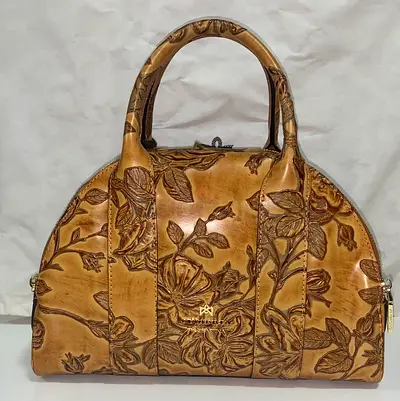 Cuoieria Florentina Hand-tooled Floral Leather Handbag