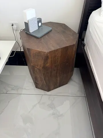 Solid Wood Geometric Bedside Table / Nightstand brown.
