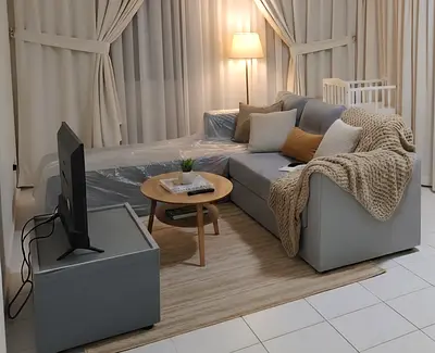 L shape grey sofa