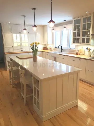 White Shaker Style Kitchen Island with Seating