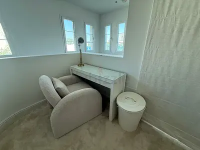 Glass white makeup or office table.