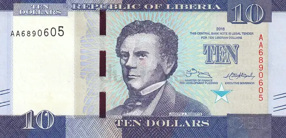 LIBERIA 10 DOLLARS BANKNOTE 2016