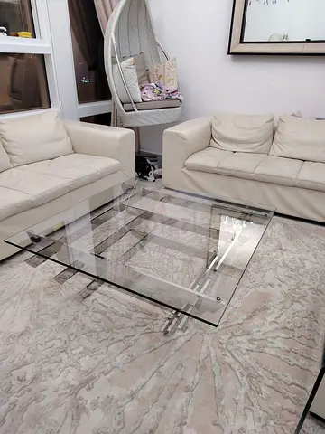 Glass Coffee Table with Metal Frame - Good Condition