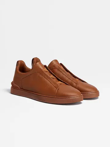 Zigna Brown Leather Casual Sneakers - Mens Size (pre-owned) 40 to 46