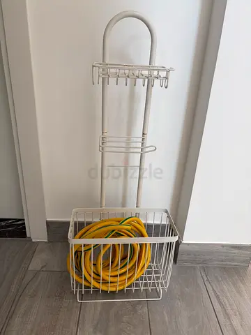 Wall Mounted Garden Hose Holder with Storage Basket