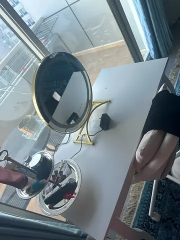 Modern Gold Framed Vanity Mirror with LED Light