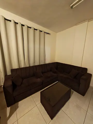 Modern L-Shape Velvet Sofa Set + Center Table | Excellent Condition