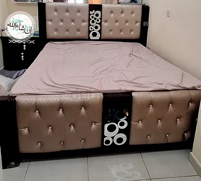king bed + matress + big cabinet + 2 small brown cabinet