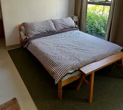 Ikea wooden double bed 140×200 with mettres available in perfect condition