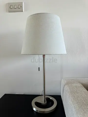 IKEA Modern chrome table lamp with fabric shade