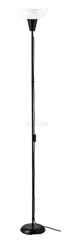 Black Tall Torchiere Floor Lamp with White Frosted Shade