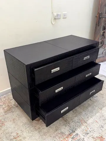 Black Faux-Croc Chest of Drawers - 6 Drawer Dresser