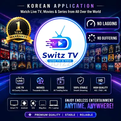 Switz TV Android/Smart TV Streaming App - Live TV  VOD (1 Year Warranty)