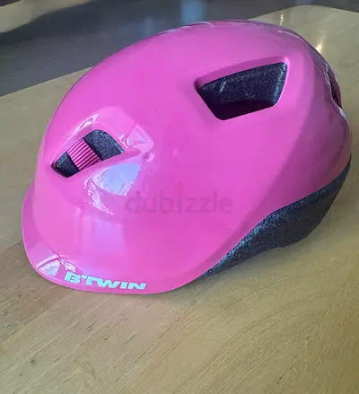 Pink BTwin Kids Bicycle Helmet