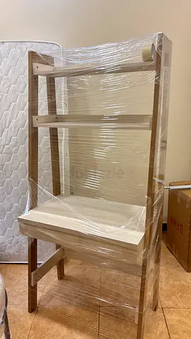 Light wood ladder-style desk with shelves — like new