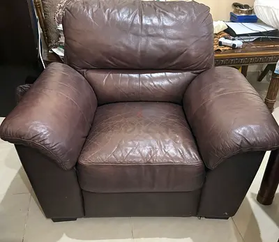 Comfortable Brown Natural Leather Armchair - Home Center