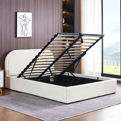 Round edges headboard double hydraulic bed