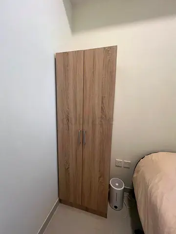 Slim Wooden Wardrobe / Armoire - Light Oak Finish, Good Condition