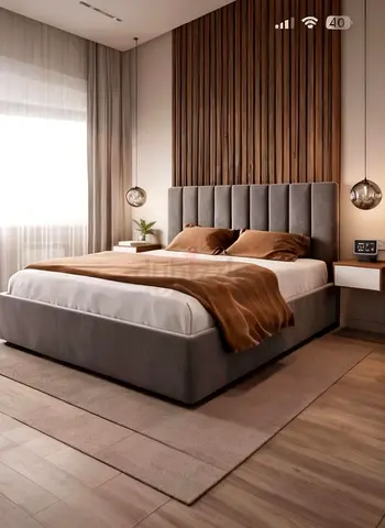 Modern upholstered KING bed with headboard with Mattress. BRAND NEW