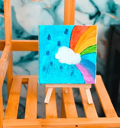 Small Hand-Painted Rainbow Canvas on Mini Ease