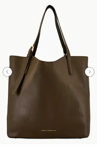 French Connection Olive Leather Tote Bag - Excellent Condition