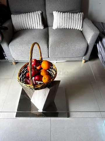 Glass Top Console Table with Wooden Base - AED 125