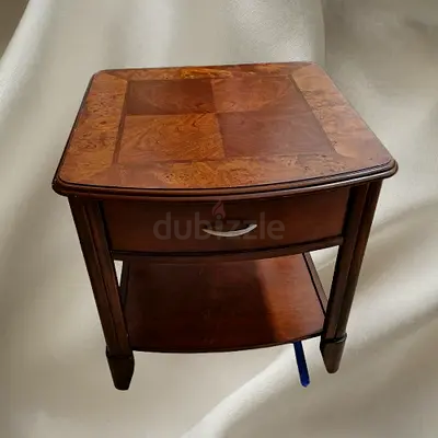 2 pieces Solid Wood Side Table with Drawer and Lower Shelf - Classic Finish