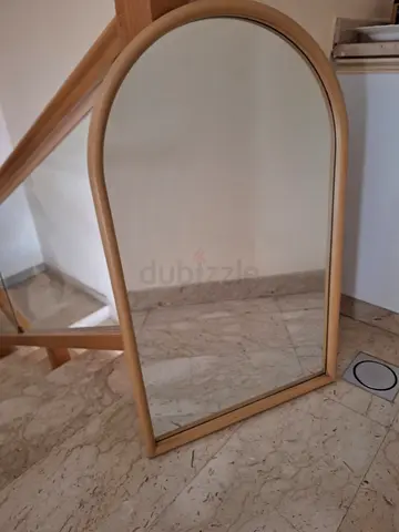 Full-Length Wooden Arch Mirror - Light Oak Frame/length 94cm width 57cm