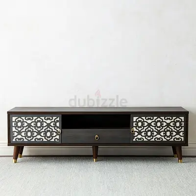 Modern TV Cabinet with drawer  Storage - Wooden TV Unit with Storage for Living Rooms