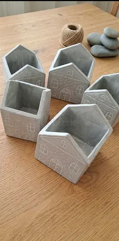Concrete House Planters / Decorative Pots