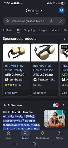 HTC vive flow VR glasses