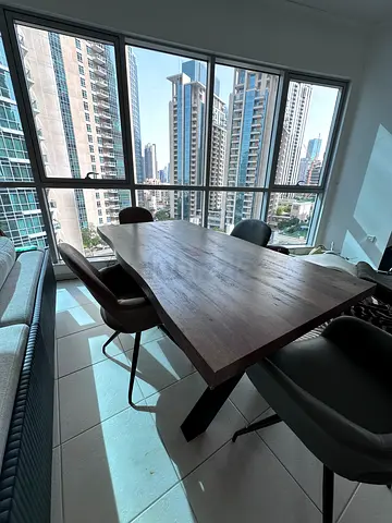 Solid Wood Dining Table with 6 Chairs - Good Condition