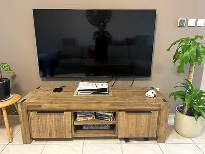 Sturdy Wood TV Stand with Storage