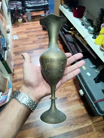 Vintage Brass Decorative Vase — Handheld Ornamental Urn