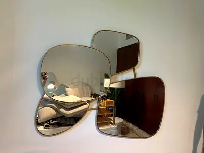 Designer Wall Mirror Cluster | 4-Piece Gold Frame Set | Organic Shape | JLT, Dubai