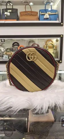Gucci GG Marmont Round Shoulder Bag in Quilted Leather