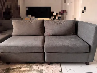 Grey 2-seater Corner Sofa Section - Good Condition