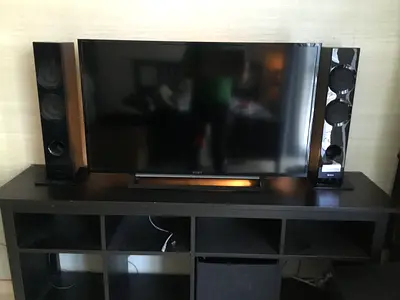 Sony 42 inch Flat Panel TV with Tower Speakers and TV Unit (Used)