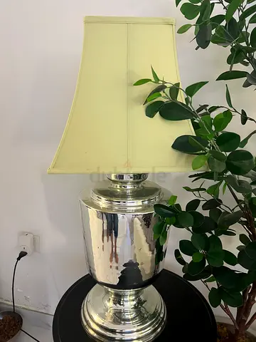Marina Home Silver Lamp with Cream Shade 90 cm height