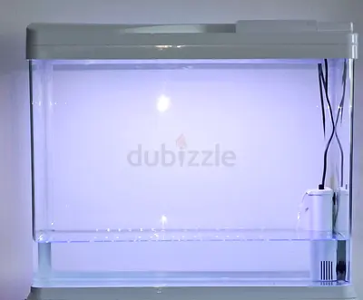Medium white LED aquarium tank with built-in filter and hood - excellent condition